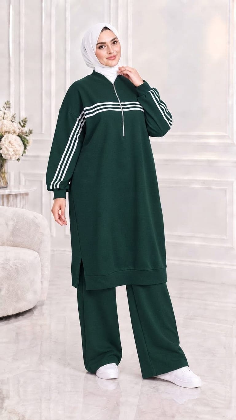 striped athletic two piece set in zyte