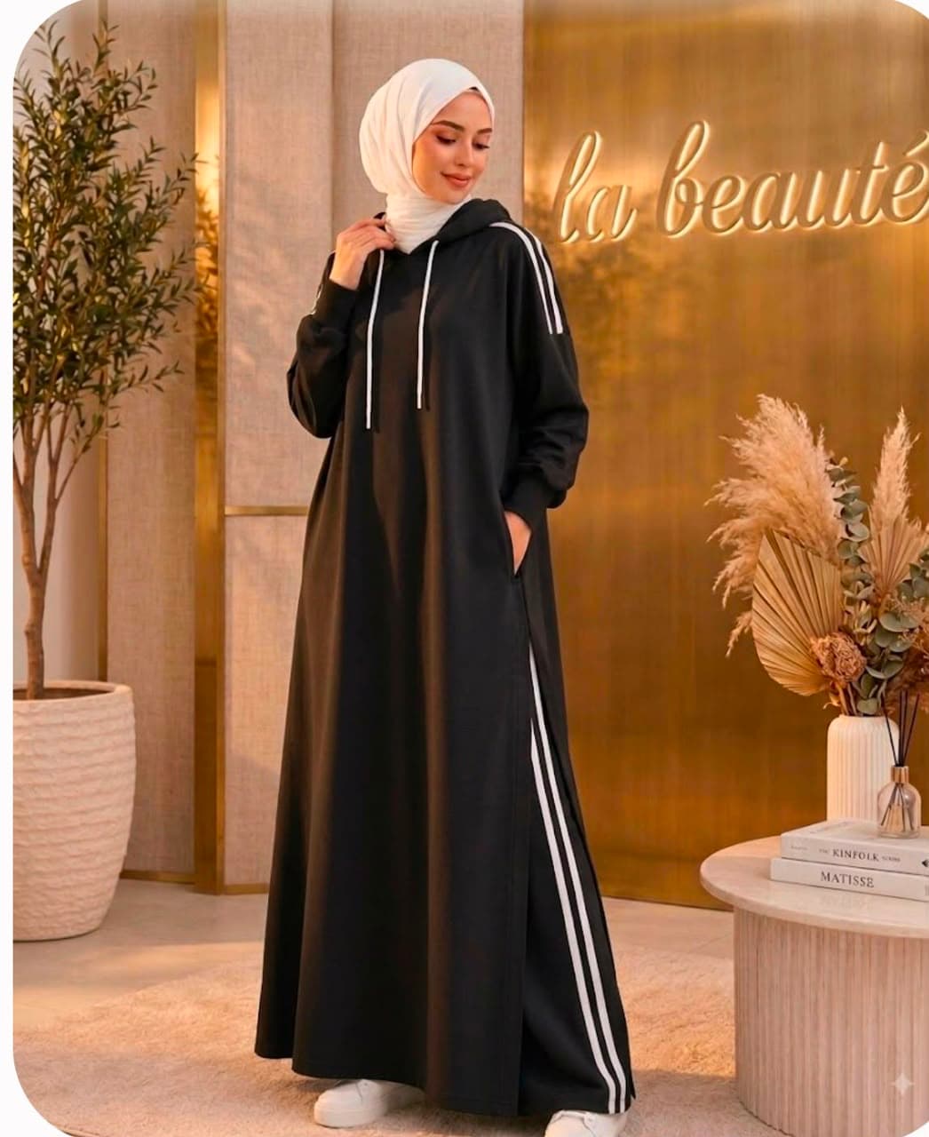 Hooded Sport Abaya in Black
