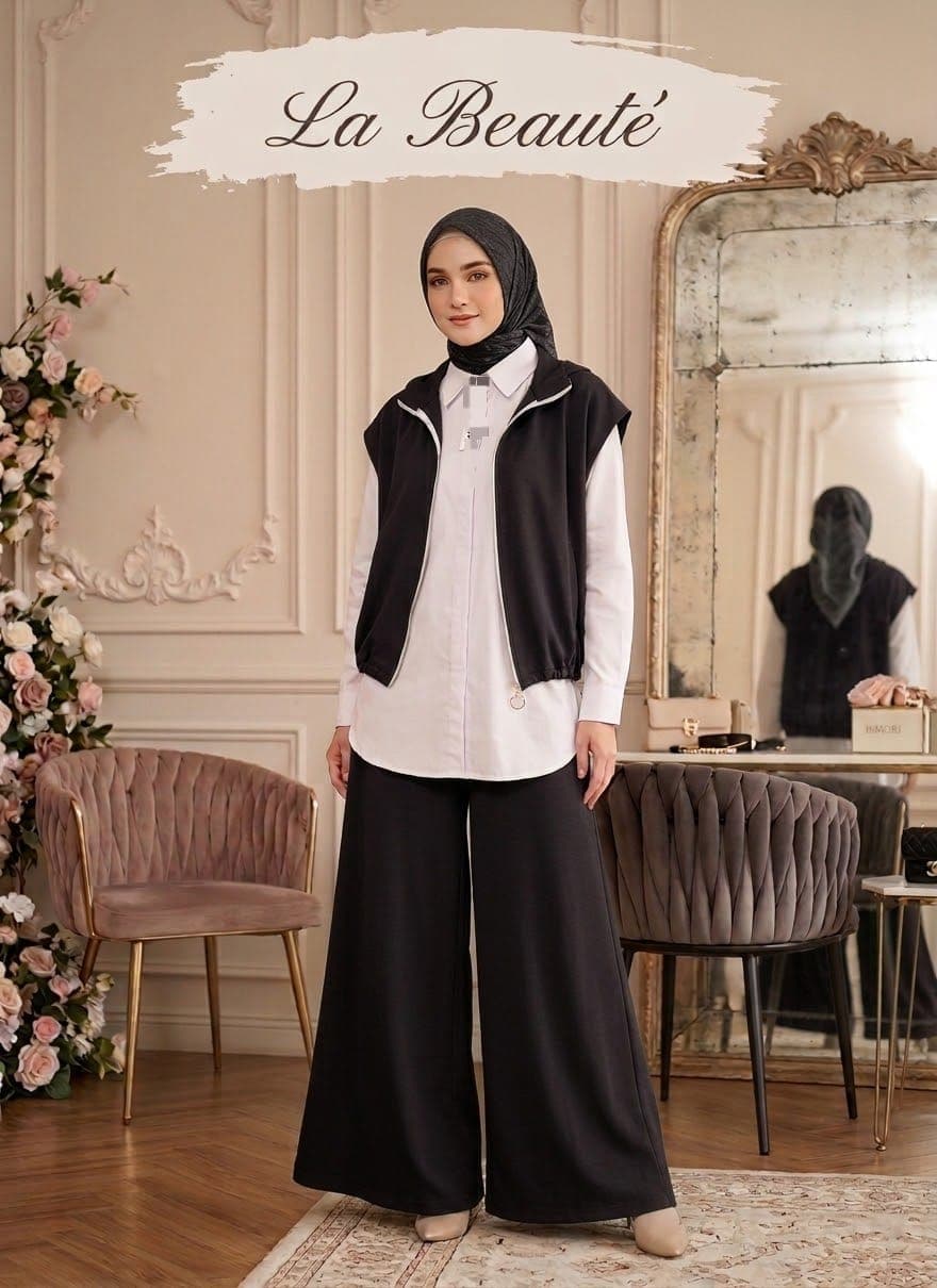 wide leg set 3 piece in black