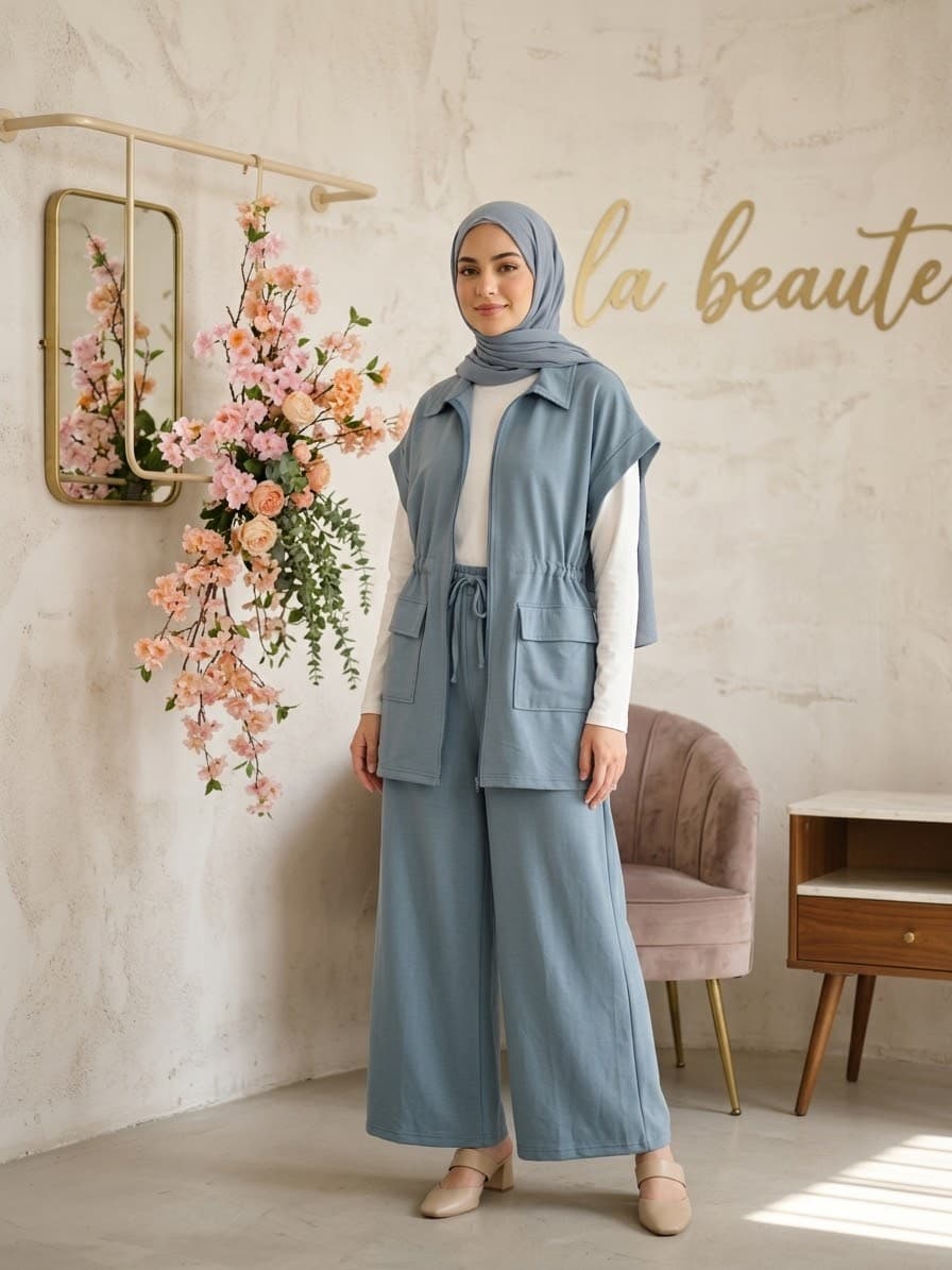 wide leg set 3 piece in baby blue