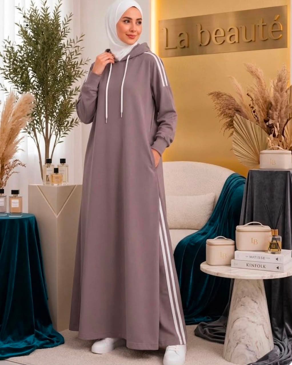 Hooded Sport Abaya in Mauve